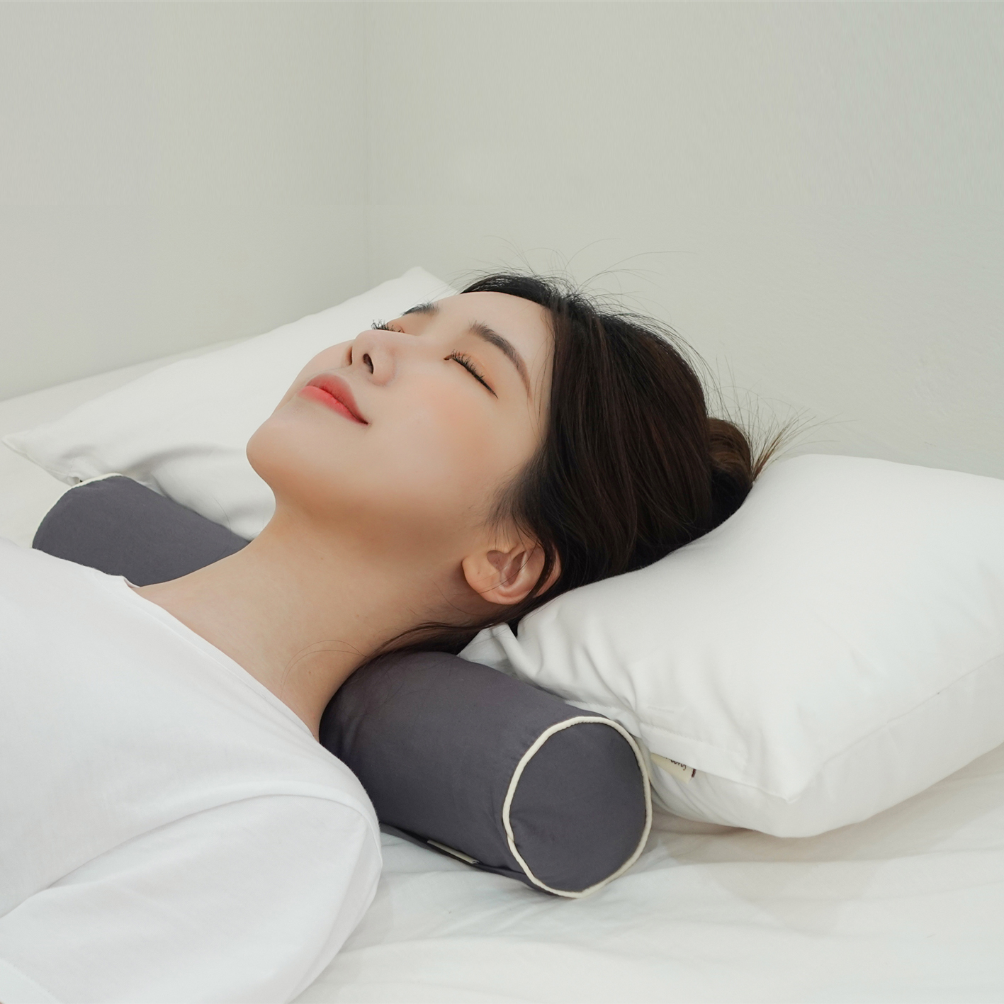 플러스 경추베개  경추 목베개 목디스크 일자목 거북목베개 백토 크림베이지