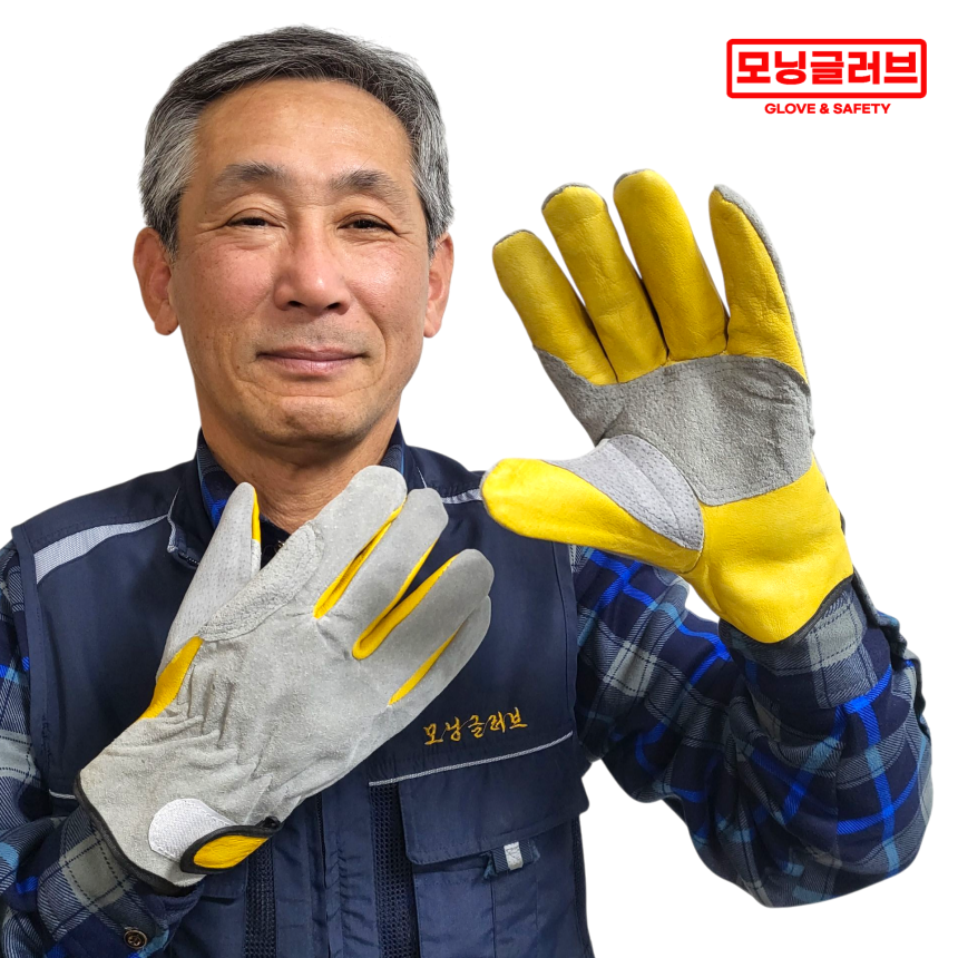 모닝글러브 알곤 티그 용접 가죽장갑 돈피 양피 이중덧댐 내피형 정비 배관 작업 - 메인 이미지