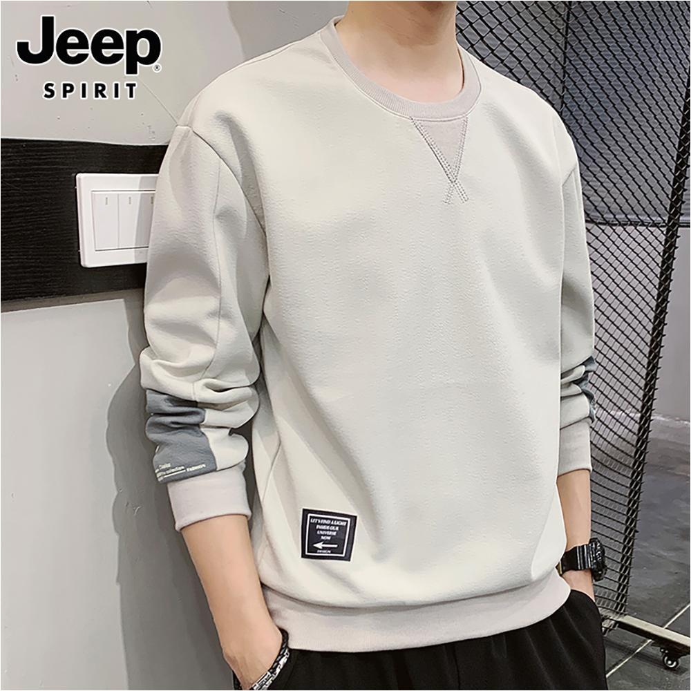 Jeep (봄, 가을) 남성 스웨트 라운드 긴팔 티셔츠 루즈핏 남성복 맨투맨 아웃도어 지프 - 상품 이미지