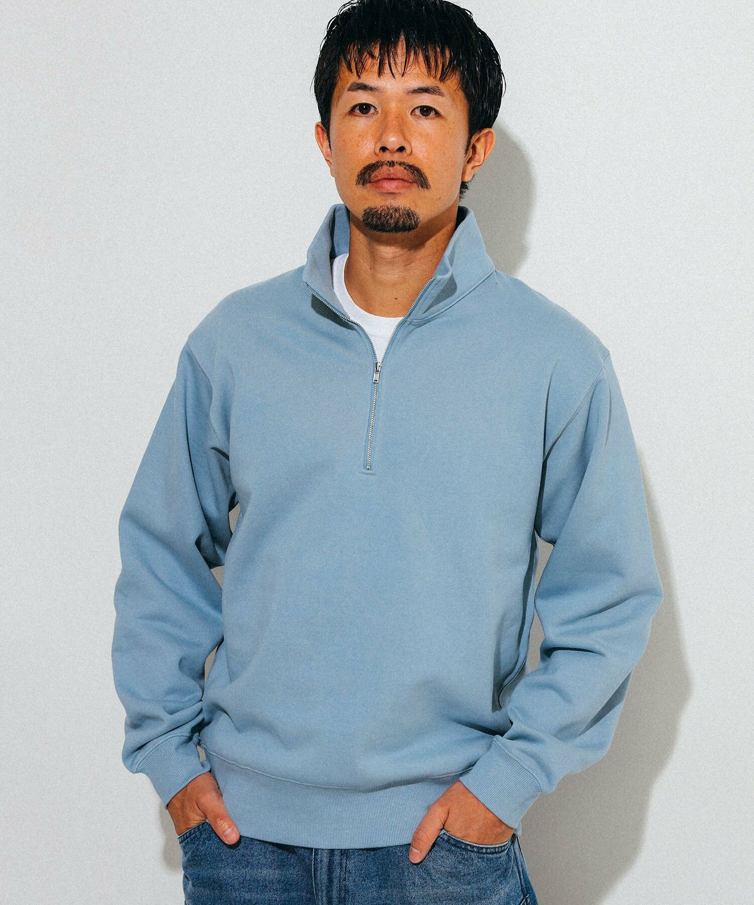 빔즈 BEAMS 하프 Zip 남성 반집업 스웨트 티셔츠 2컬러 - 상품 이미지