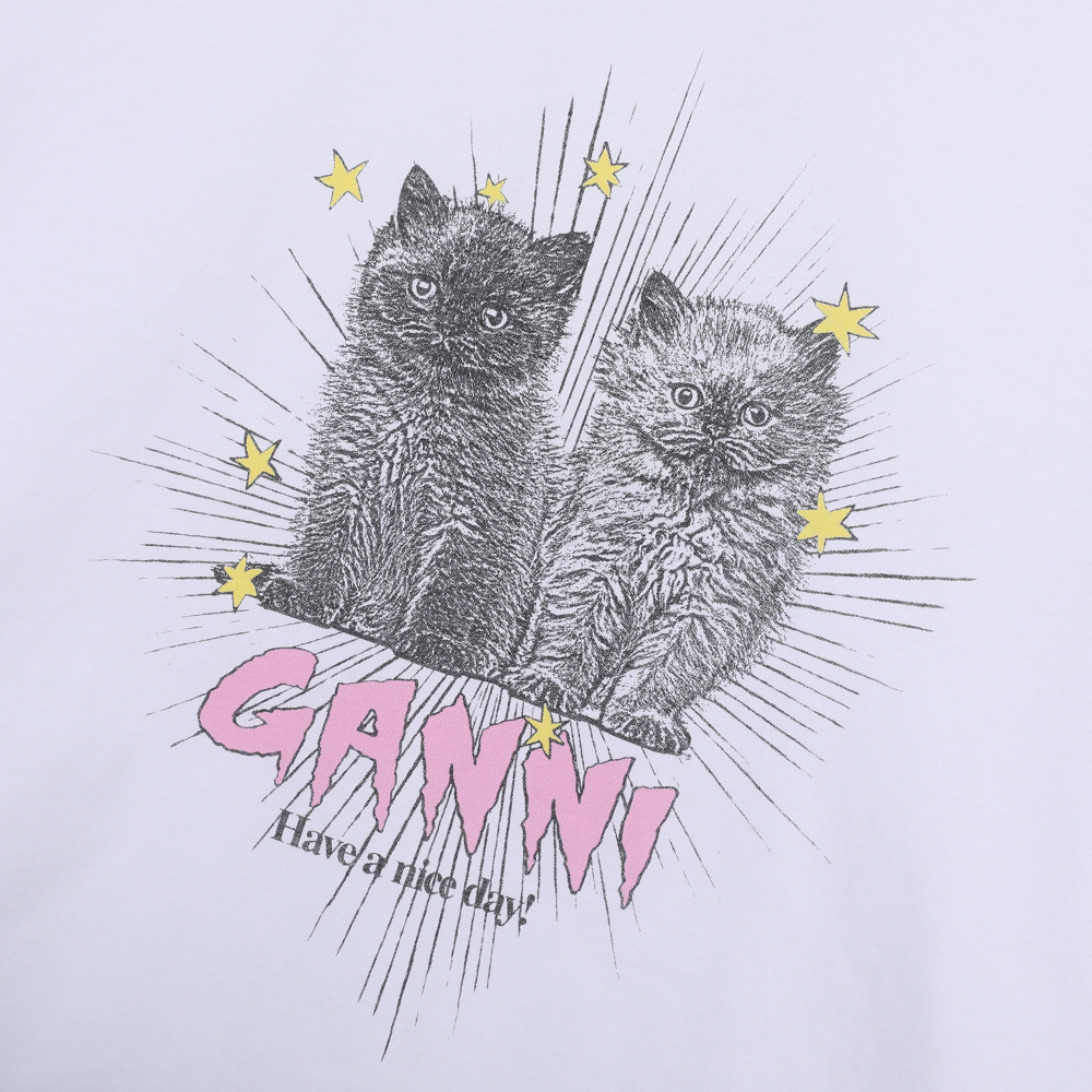 가니 반팔 반팔티 GANNI 베어 레오파드 레몬 릴렉스핏 슬림 - 상세 이미지 5