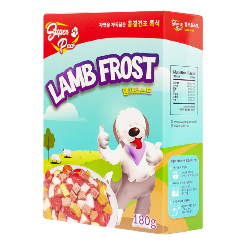 슈퍼포우 동결건조 사료 간식 강아지 시리얼 양고기, 180g, 1개