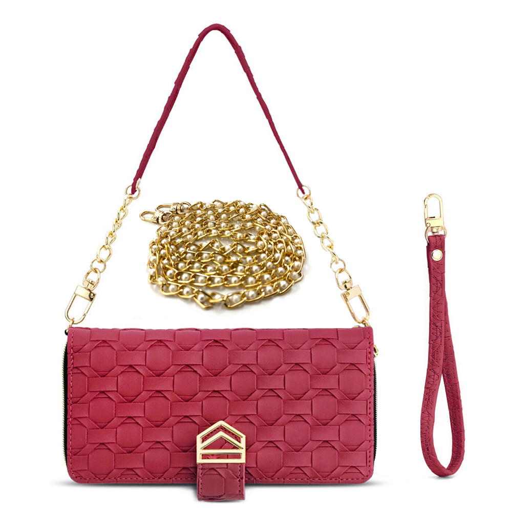 그리드 스트랩 지갑 케이스 레드, 갤럭시S23 울트라 - 상품 이미지