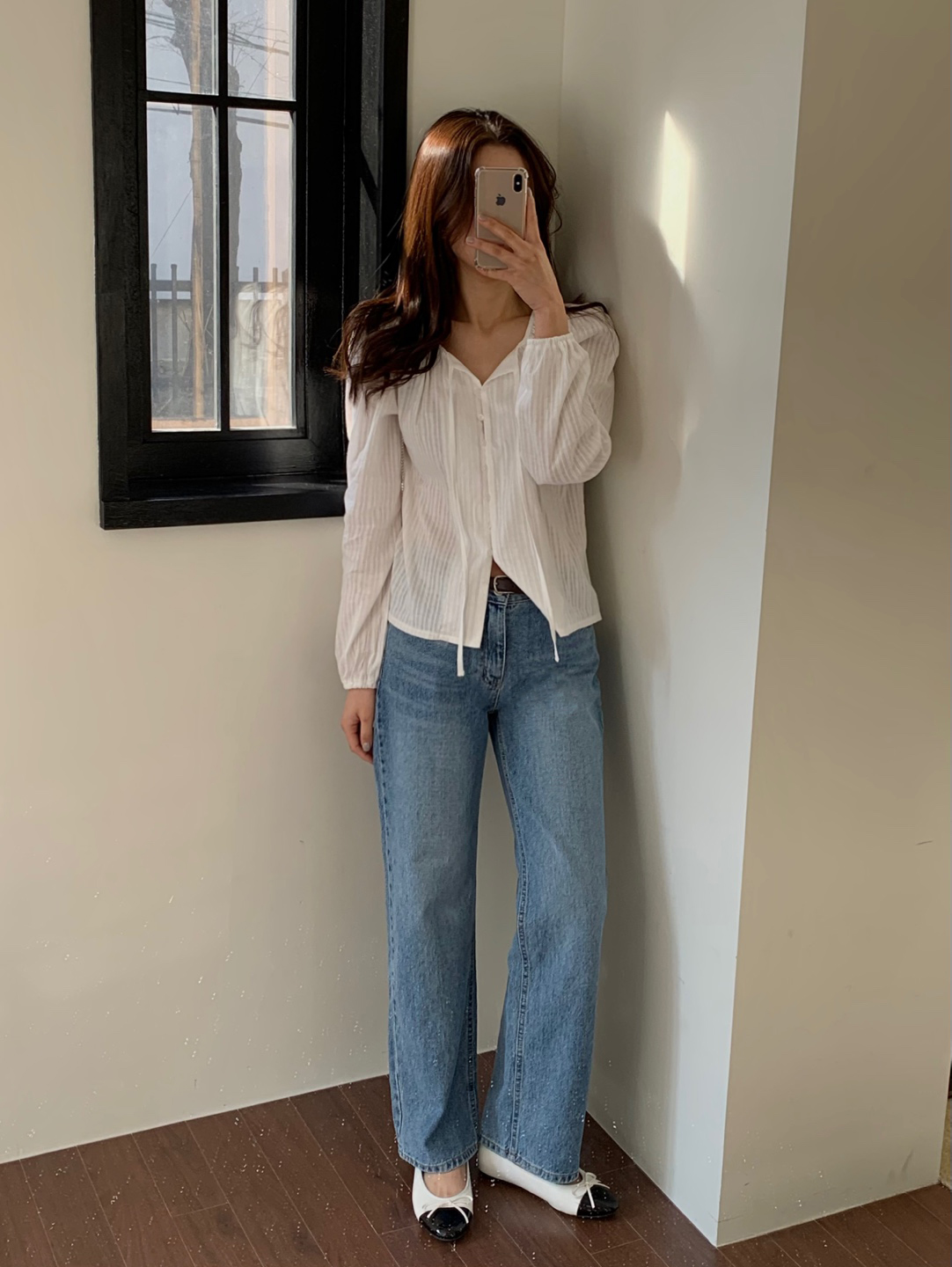 로우라이즈 세미와이드 봄 데님팬츠 M2661 2color (연청바지/ 데님바지/ 일자청바지/ 연청데님/ 중청데님/봄팬츠) 상세 이미지 5