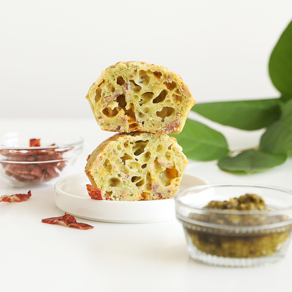 풍심당 무설탕 글루텐프리 바질 치즈 베이컨 빵떡이 (75g) 찰빵 - 상세 이미지 5