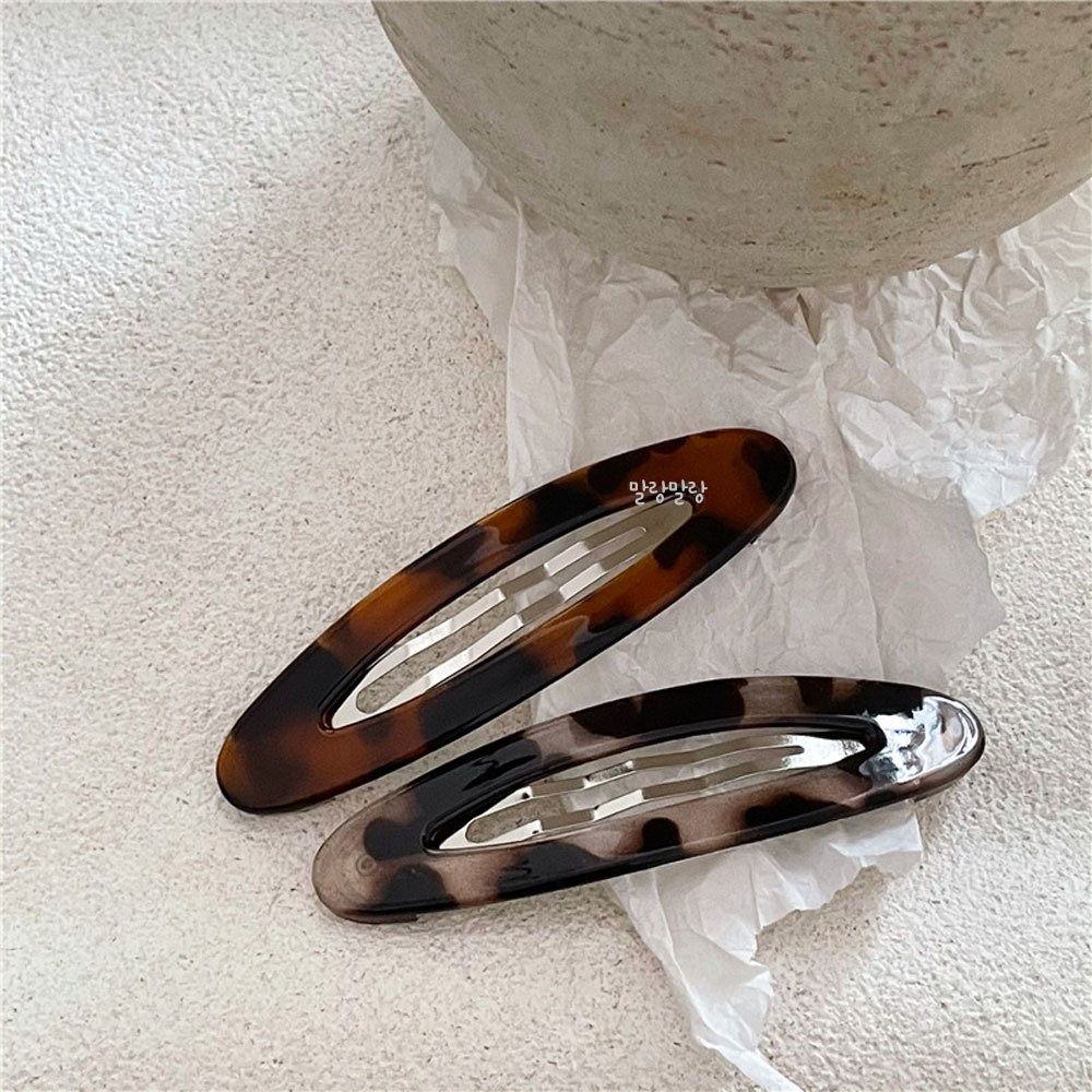 타원 호피 헤어 왕똑딱핀 옆머리 포인트 예쁜 머리삔 - 상세 이미지 4