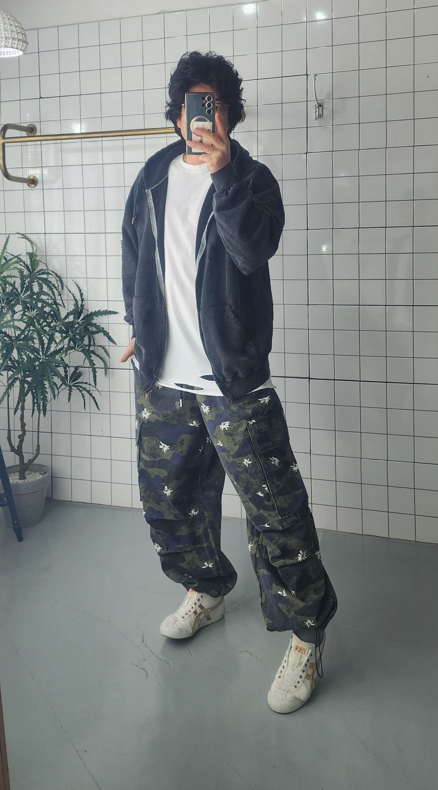 빈티지 플라워 카모 와이드 카고바지 - 상세 이미지 3