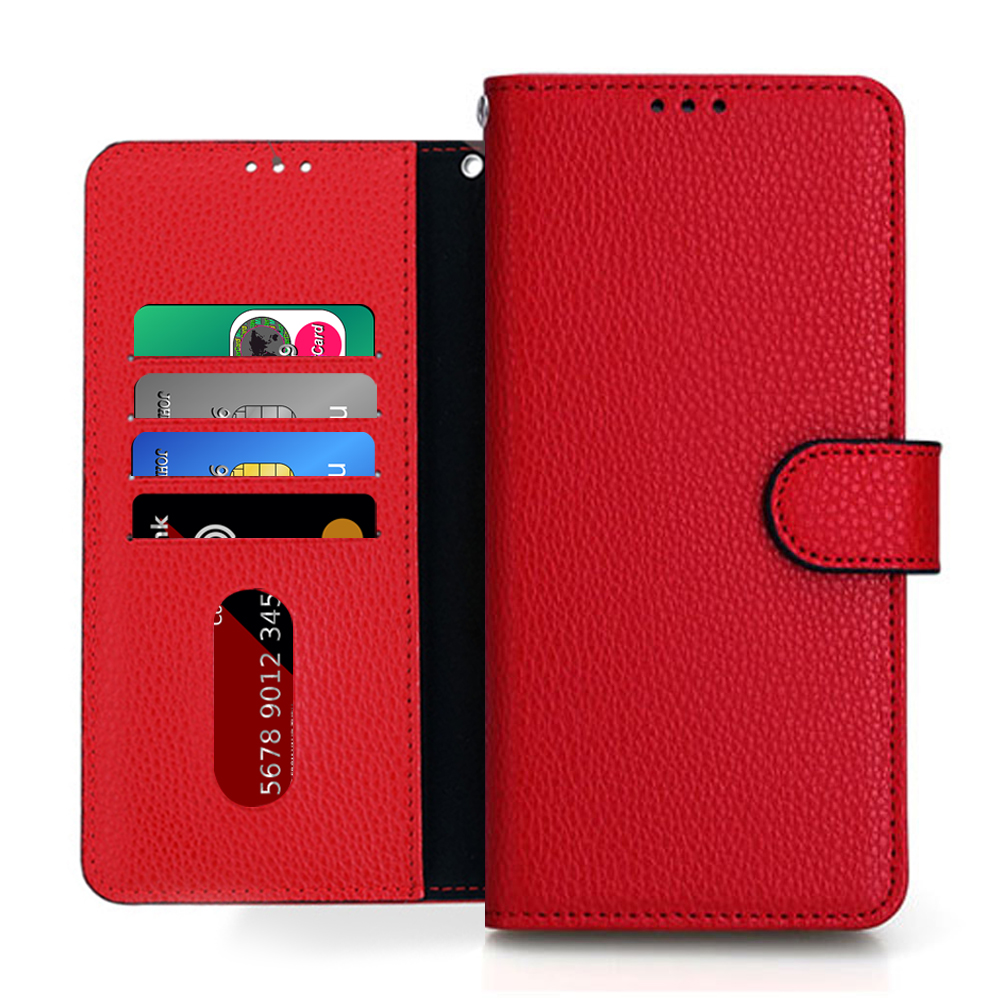 HESH 천연소가죽 다이어리 지갑 케이스 레드, 갤럭시S23 울트라 - 상품 이미지