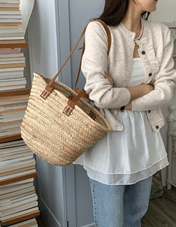 우디크 프릴 레이스 라운드넥 루즈핏 봄 간절기 긴팔 데일리 니트 가디건(3color)