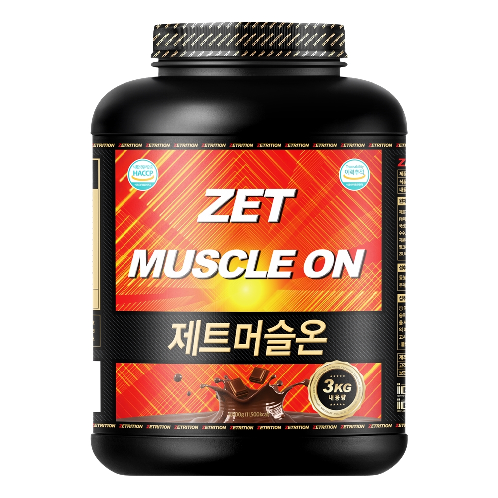 제트리션 제트머슬온 3kg 초코 체중 근육 단백질 탄수화물 게이너 - 상품 이미지