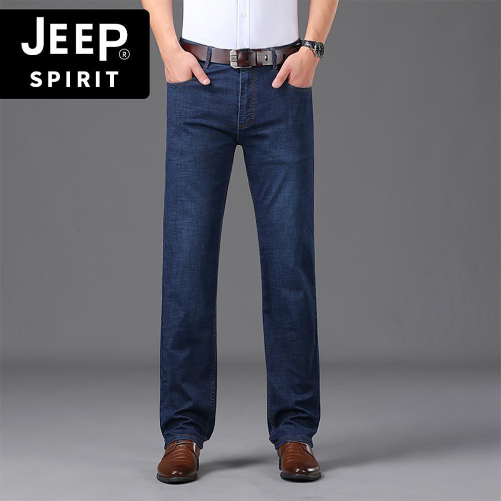 Jeep 남성 여름 얇은 청바지 정통 빅사이즈 긴바지 스트레이트 레그 캐주얼 일자 통슬랙스 - 상세 이미지 3