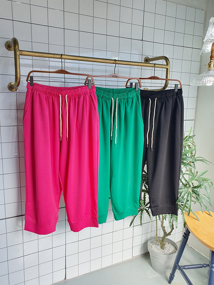 네오프렌 9부 오버핏 트레이닝 팬츠 - 상품 이미지