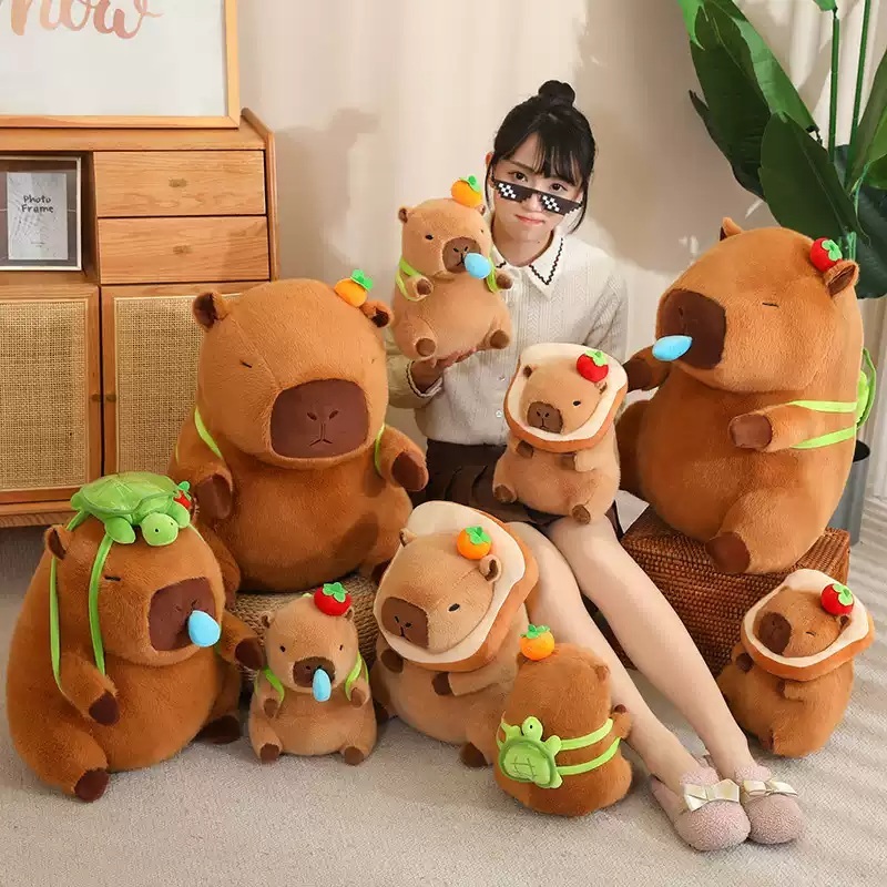 카피바라 콧물 인형 애착 거북이 귀여운 쿠션 선물 대형 봉제 동물 베개 - 상세 이미지 5