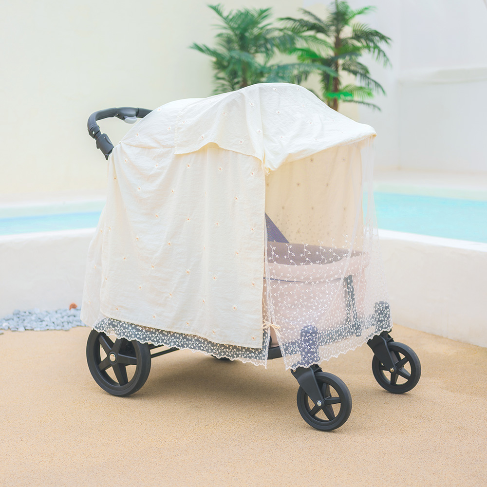 오맘 폼포라 N 2 유아 웨건 방풍커버 자수 햇빛가리개 모기장 바람막이 국내생산 생활방수