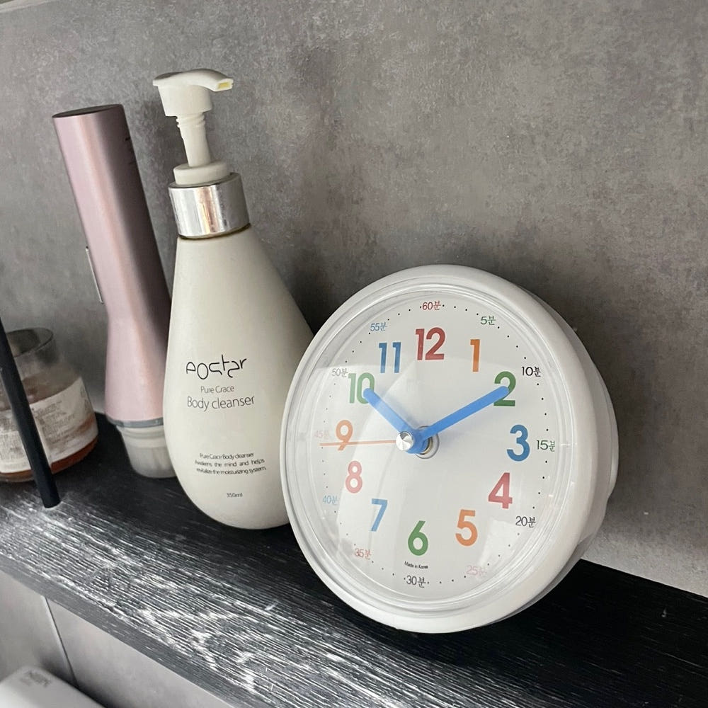 이지투씨 방수 화장실시계 교육용 욕실시계 흡착 주방 화장실