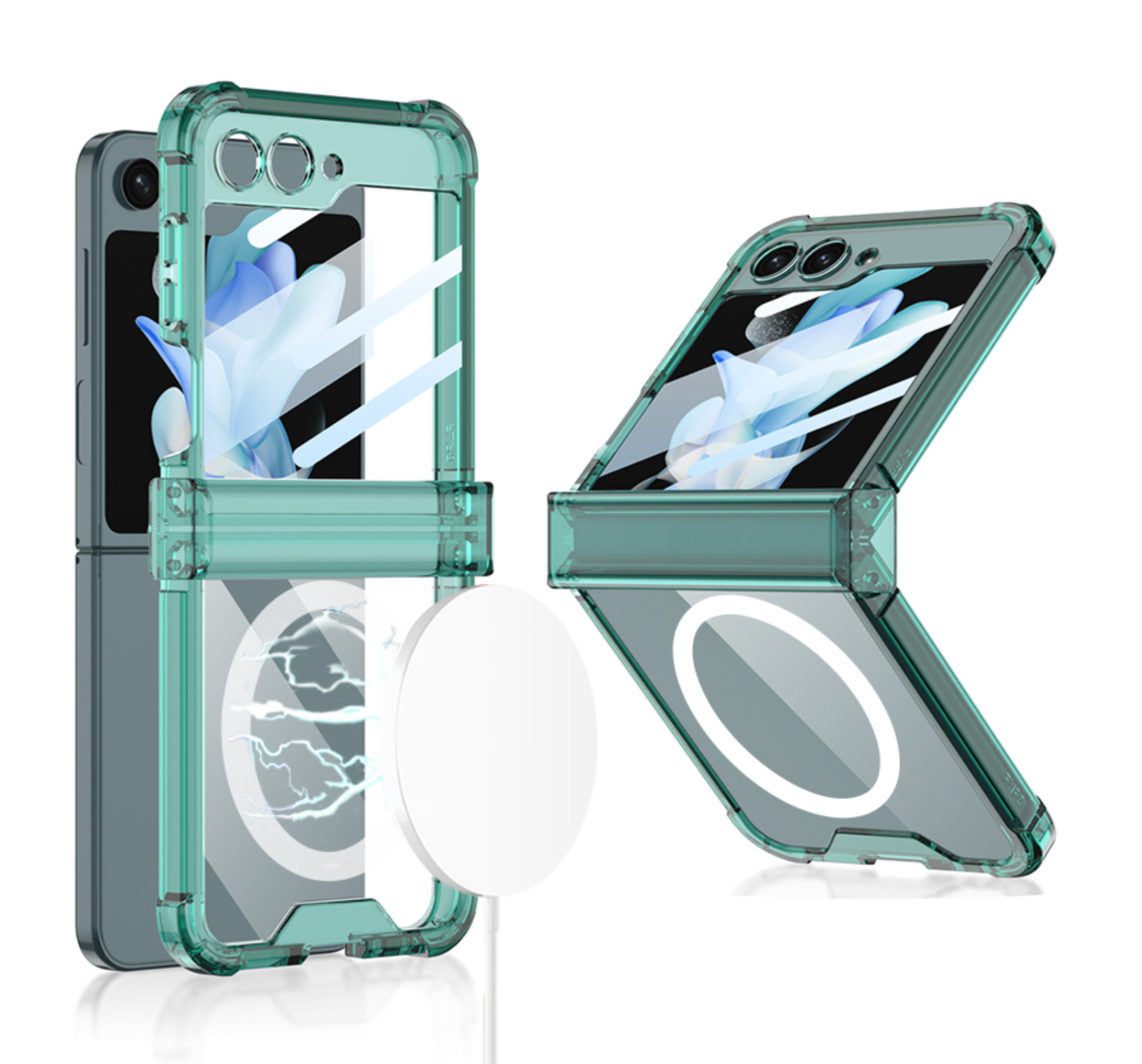 갤럭시 맥세이프 케이스 풀커버 힌지보호 그린, 갤럭시Z 플립5 - 상세 이미지 5