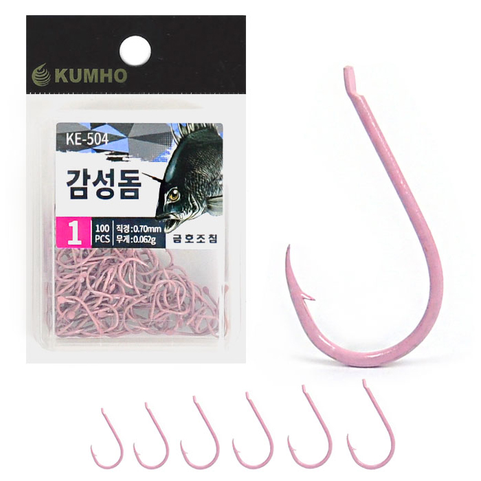 금호 하이카본 KE-504 핑크 덕용 감성돔바늘 1통 100개입 지누 치누 - 메인 이미지