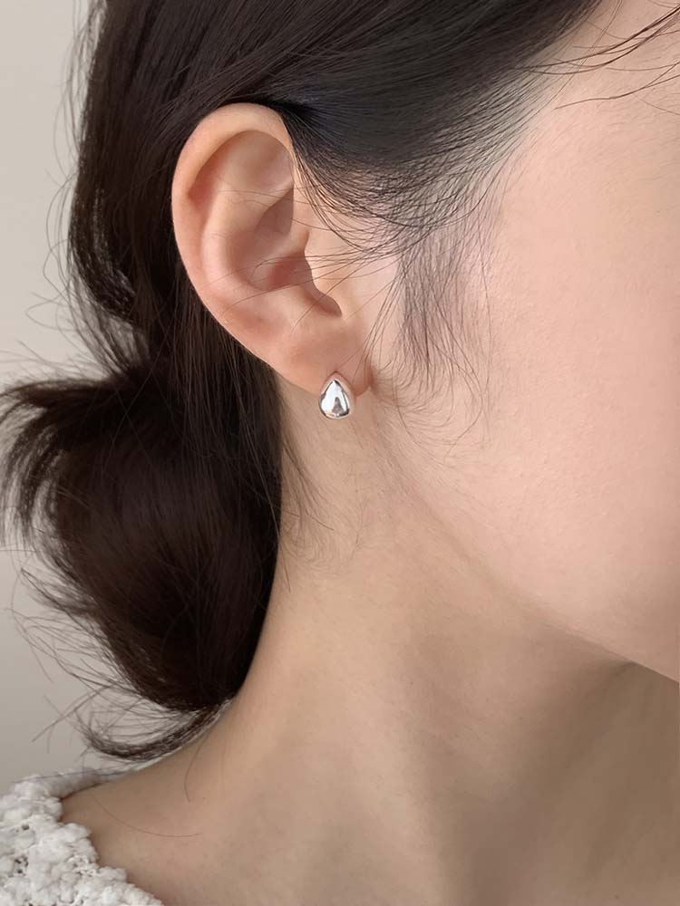 [무배] 브러쉬 물방울 이어링 - 925실버 무광 유광 매트 딱붙는 스터드 순은귀걸이