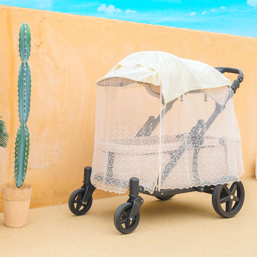 오맘 폼포라 N 2 유아 웨건 방풍커버 자수 햇빛가리개 모기장 바람막이 국내생산 생활방수