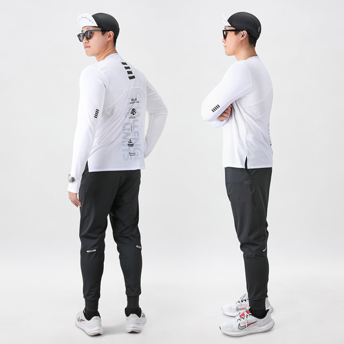 MCN 러닝 긴팔 티 리플렉터 티셔츠 상의 런어택 조거핏 레깅스 팬츠 하의 상하세트 - 상세 이미지 3