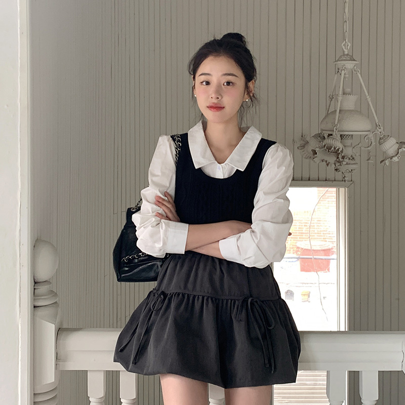 폼포니 펌킨 셔링 리본 뒷밴딩 미니 스커트 sk7178 - 상세 이미지 2