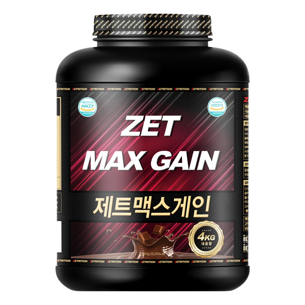제트리션 제트맥스게인 4kg 초코 천연 곡물 탄수화물 게이너