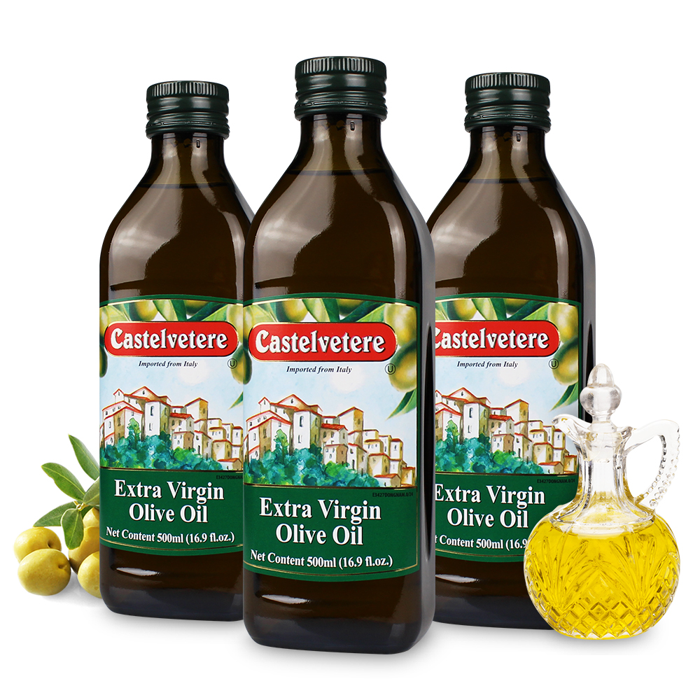 [포인트] 이탈리아 냉압착 올리브유 엑스트라버진 올리브 오일 공복 먹는 샐러드용 500ml, 3개 - 상품 이미지