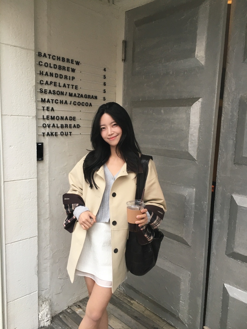 워크 배색 하프 트렌치 코트 상세 이미지 16