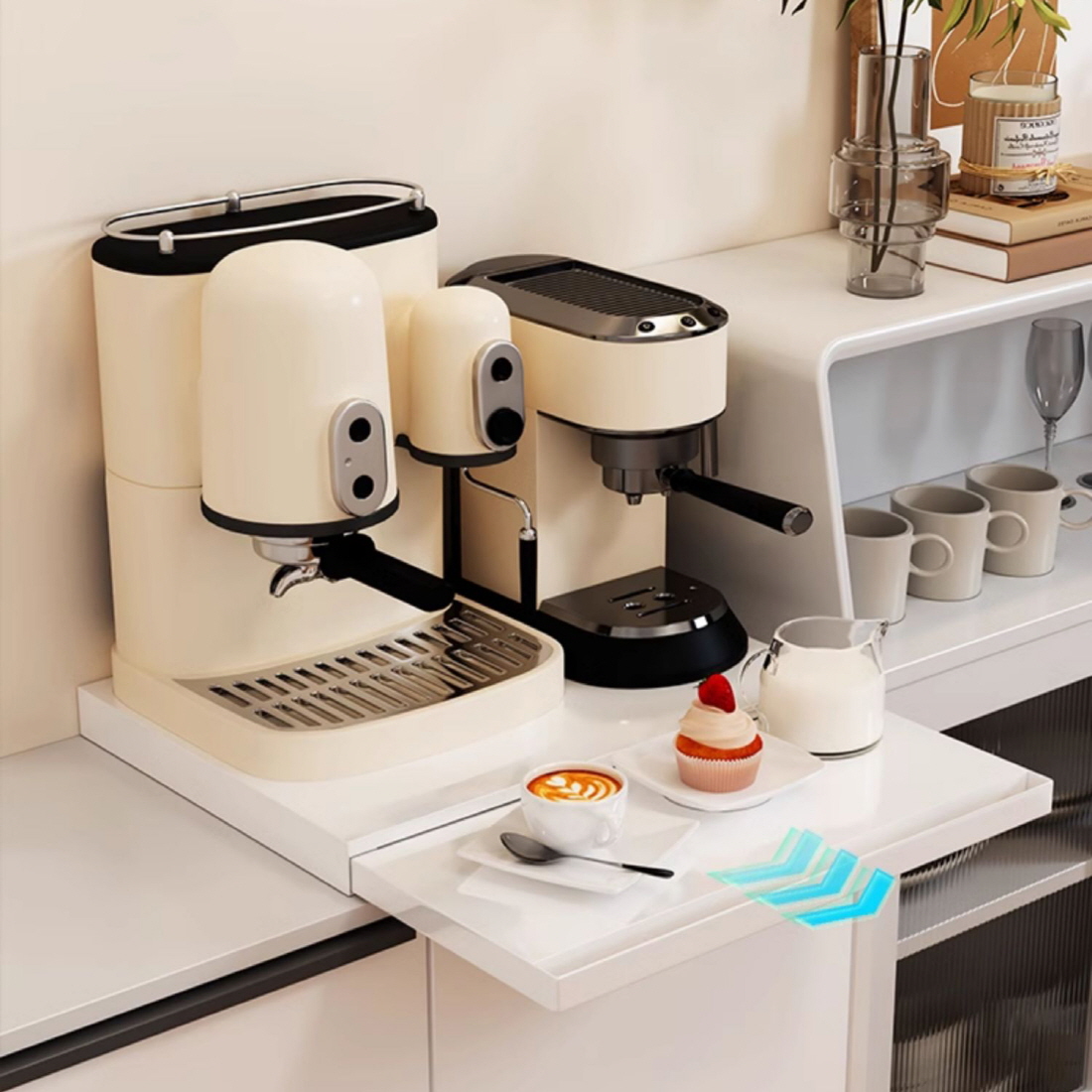 홈카페 꾸미기 슬라이딩 장 홈바장 커피머신 선반 정수기 받침대 다이 렌지대