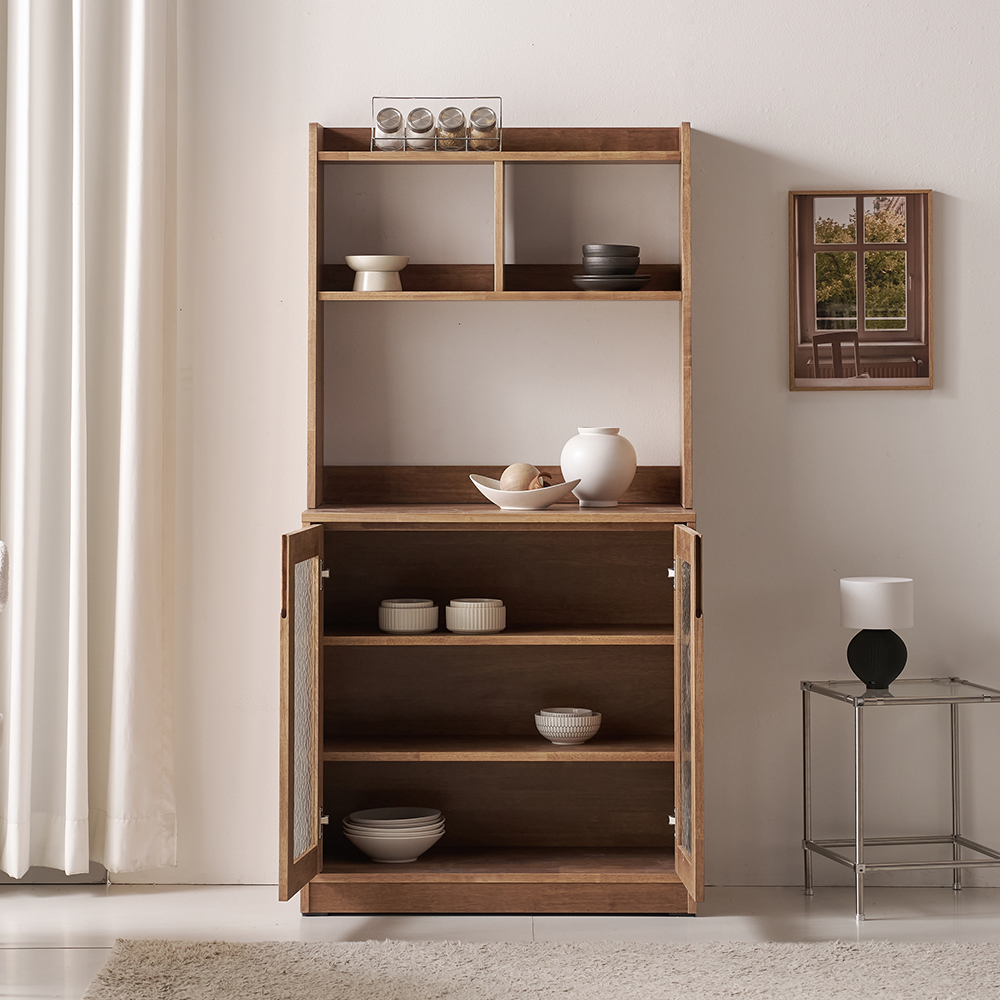 루덴 800 엔틱 유리 장식장 원목 그릇장