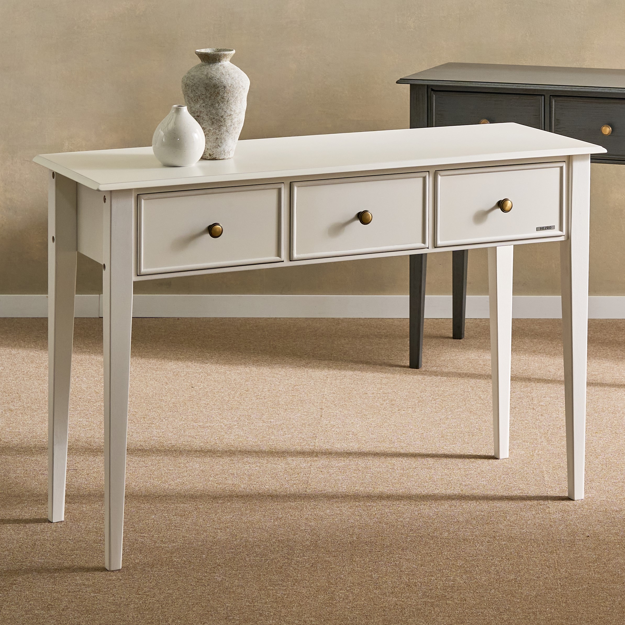 피어스3 원목 엔틱 미니 슬림 폭좁은 콘솔 테이블 화장대 거실 현관 복도 화이트