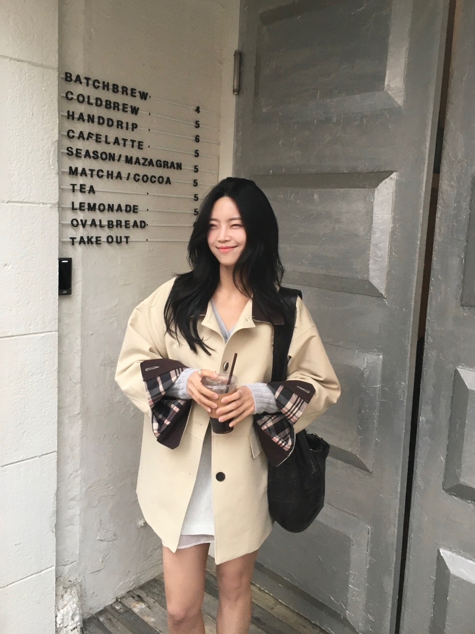 워크 배색 하프 트렌치 코트 상세 이미지 7