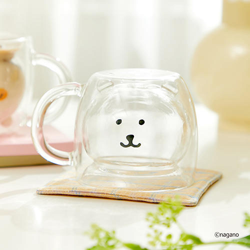 담곰이 이중 모양 유리 컵 농담곰 내열 음료 식기 캐릭터 굿즈 230ml, 1개, 삐짐 담곰(핑크) - 상세 이미지 3