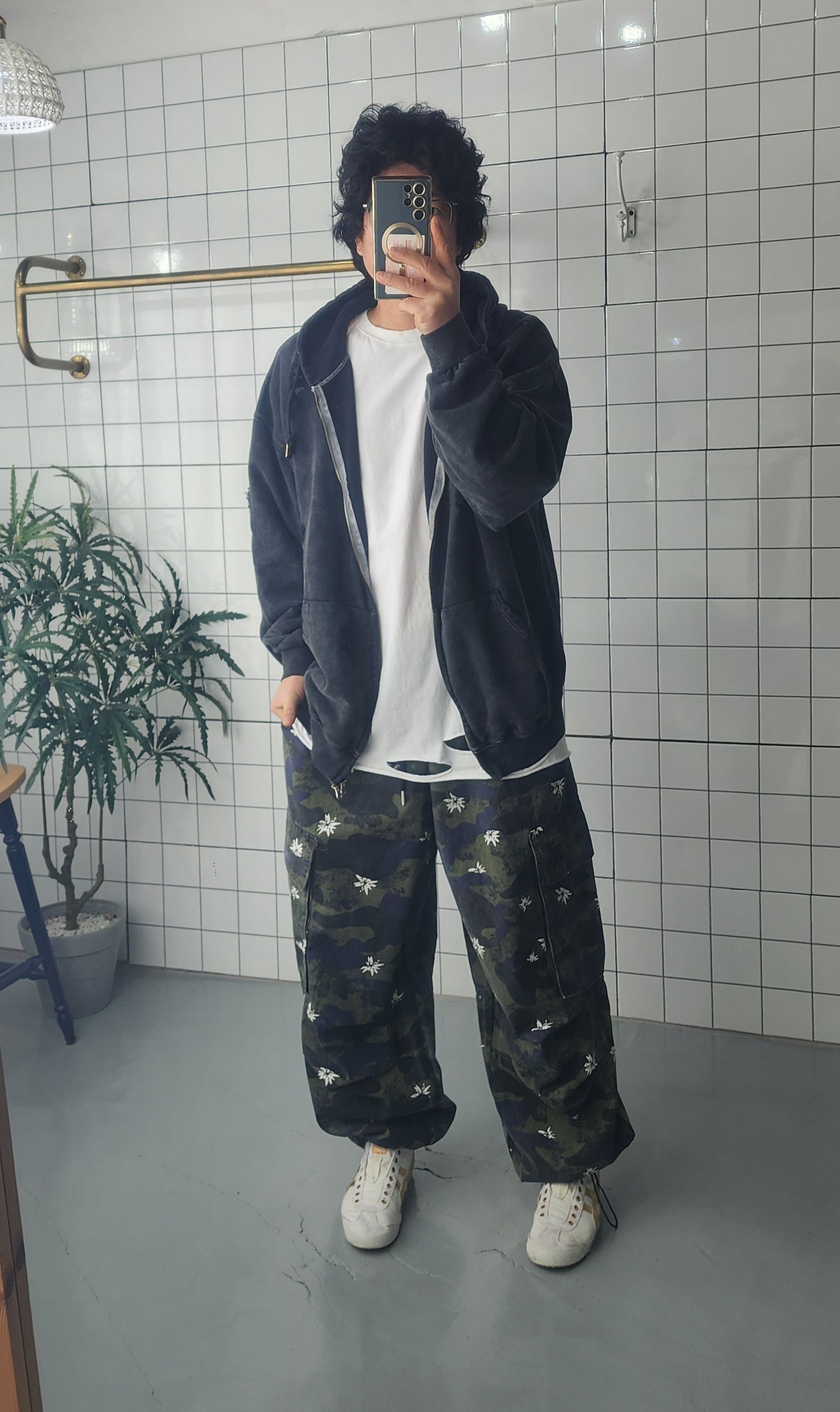 빈티지 플라워 카모 와이드 카고바지 - 상세 이미지 2