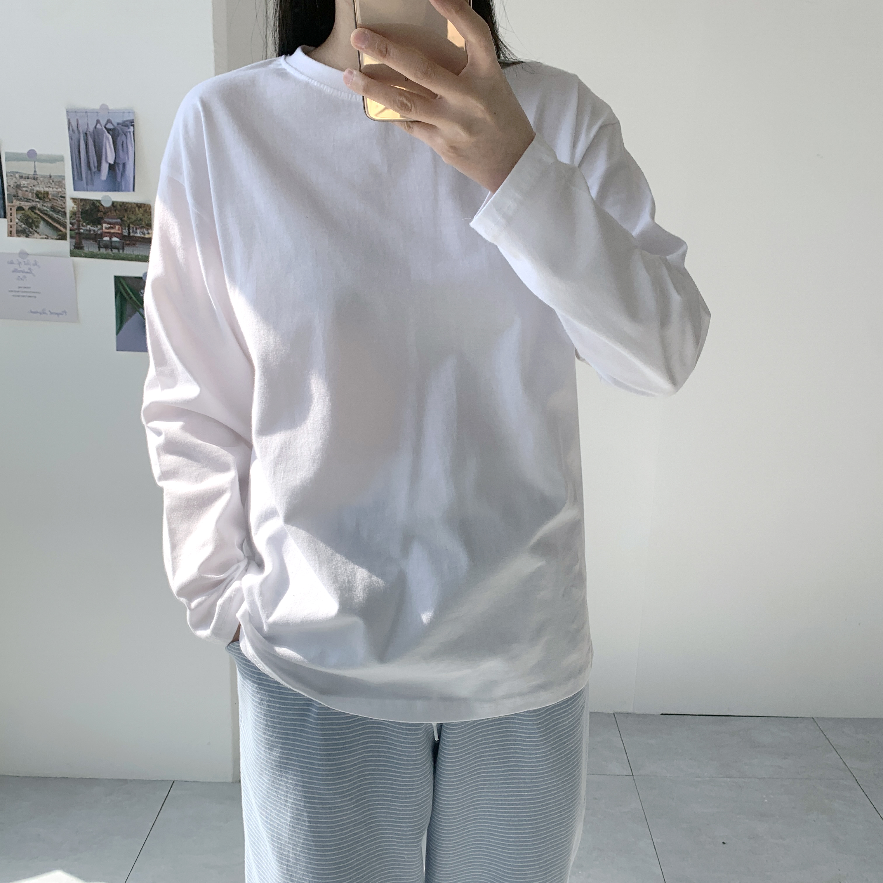 [2SIZE] 탄탄 20수 트임 레이어드티 블랙 - 상세 이미지 2