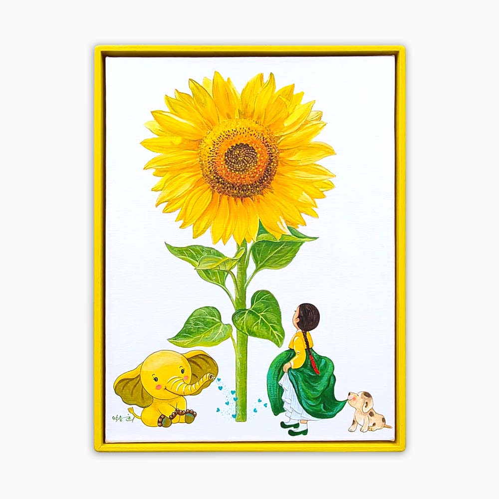 아트앤샵 미술작품 박승희 원작 꽃분이의 힐링꽃(코끼리2) 현대미술 그림액자 - 상품 이미지