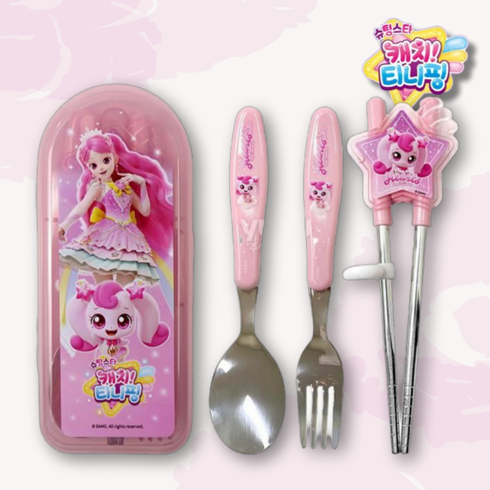 캐치티니핑 수저세트 하츄핑 올인원 티니핑수저 수푼 젓가락 케이스 - 메인 이미지