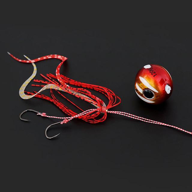 쿠미 참돔 유동식 타이라바 헤드 스커트 세트 레드, 180g - 상세 이미지 4