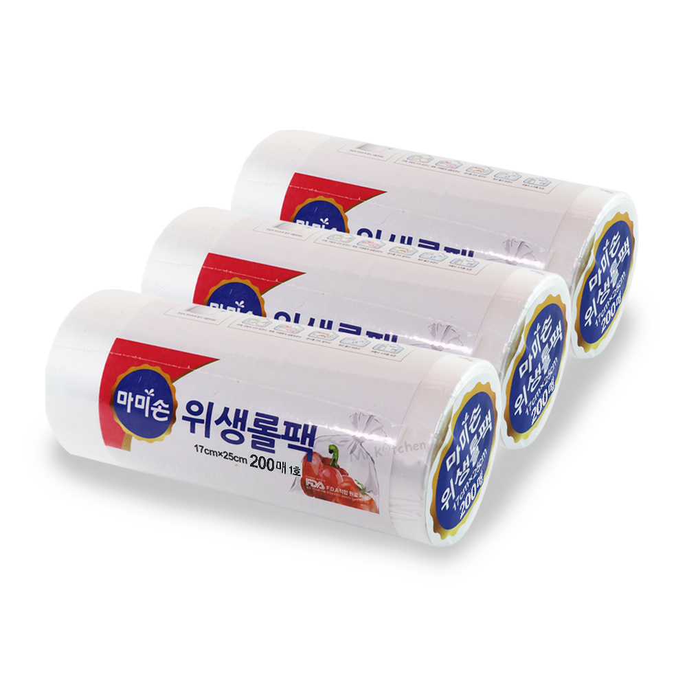마미손 롤백 일회용비닐 크린롤백 위생팩 17x25 200매 3개 - 상품 이미지