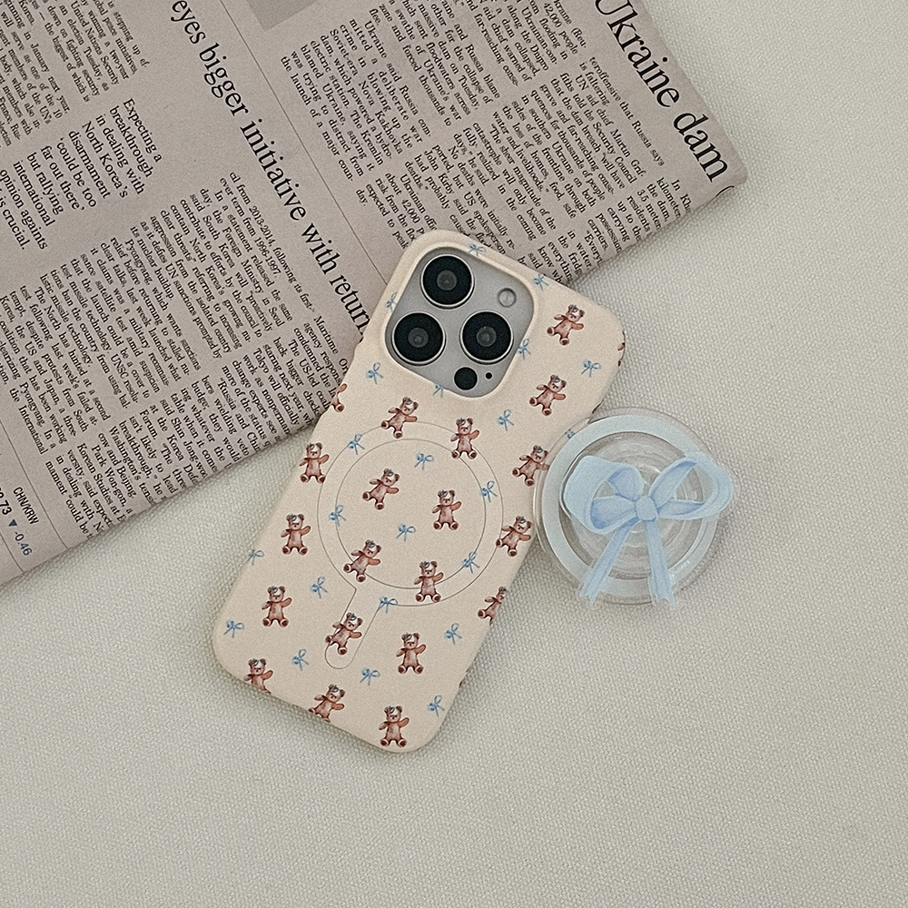 fluffy bear pattern 맥세이프 하드 폰케이스 아이폰 16 프로 - 상품 이미지