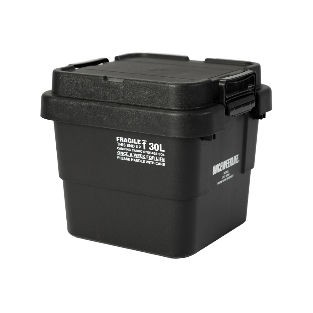 원스위크라이프 캠핑 카고 수납 스태킹 트렁크 박스 플랫형 30L, 블랙