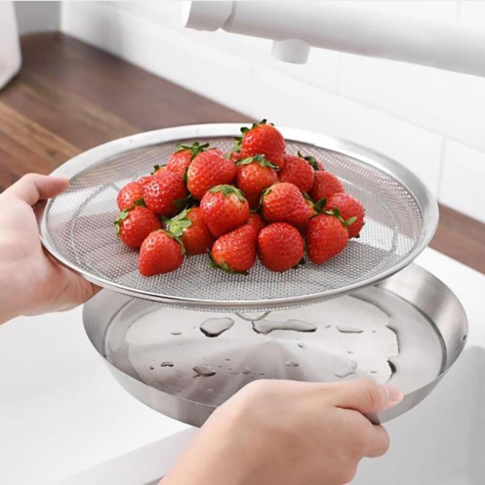 스텐 메쉬 채반 접시 전 튀김 소쿠리 야채 쌈그릇 19cm, 1개 - 상품 이미지