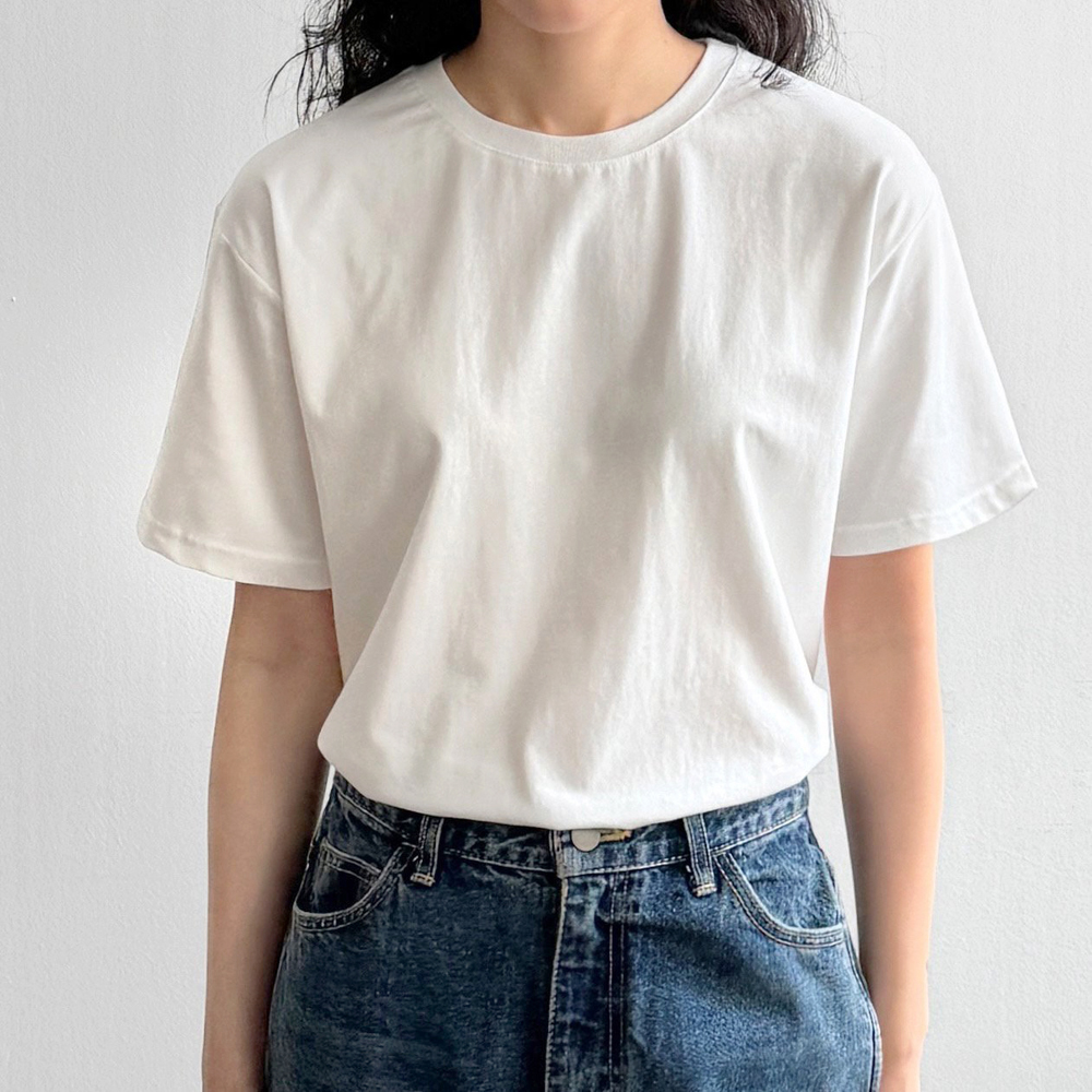 가을 소프트 촉감 모달 여성 티셔츠 기본 면 라운드 이너 레이어드 여자흰티 여성 반팔티 - 상세 이미지 2