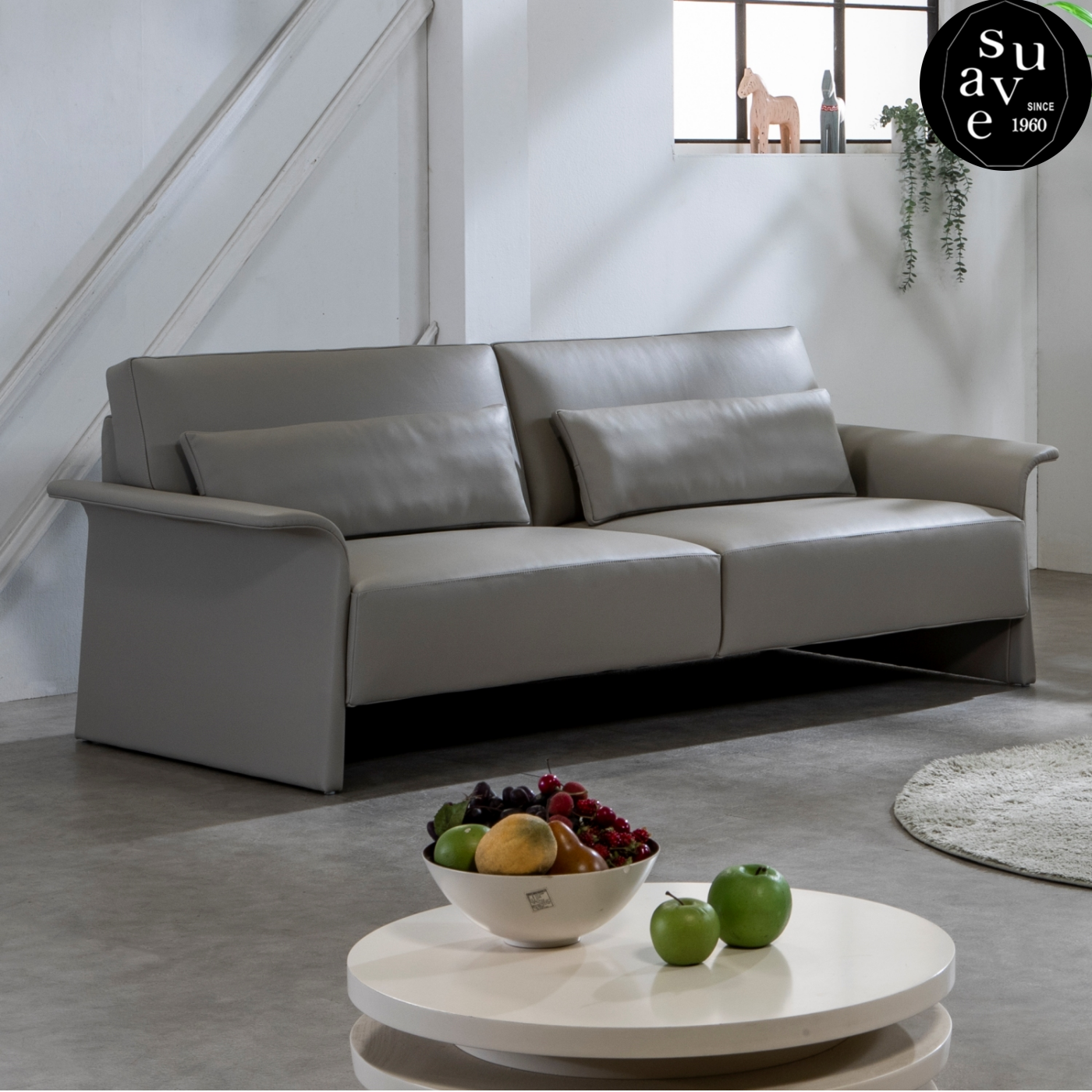 수아브 아토 3인 모던 가죽 소파 천연면피 통가죽 쇼파