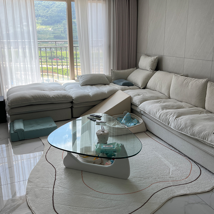 이사무노구치 테이블 원목 우드 강화유리 테이블 XS 12mm