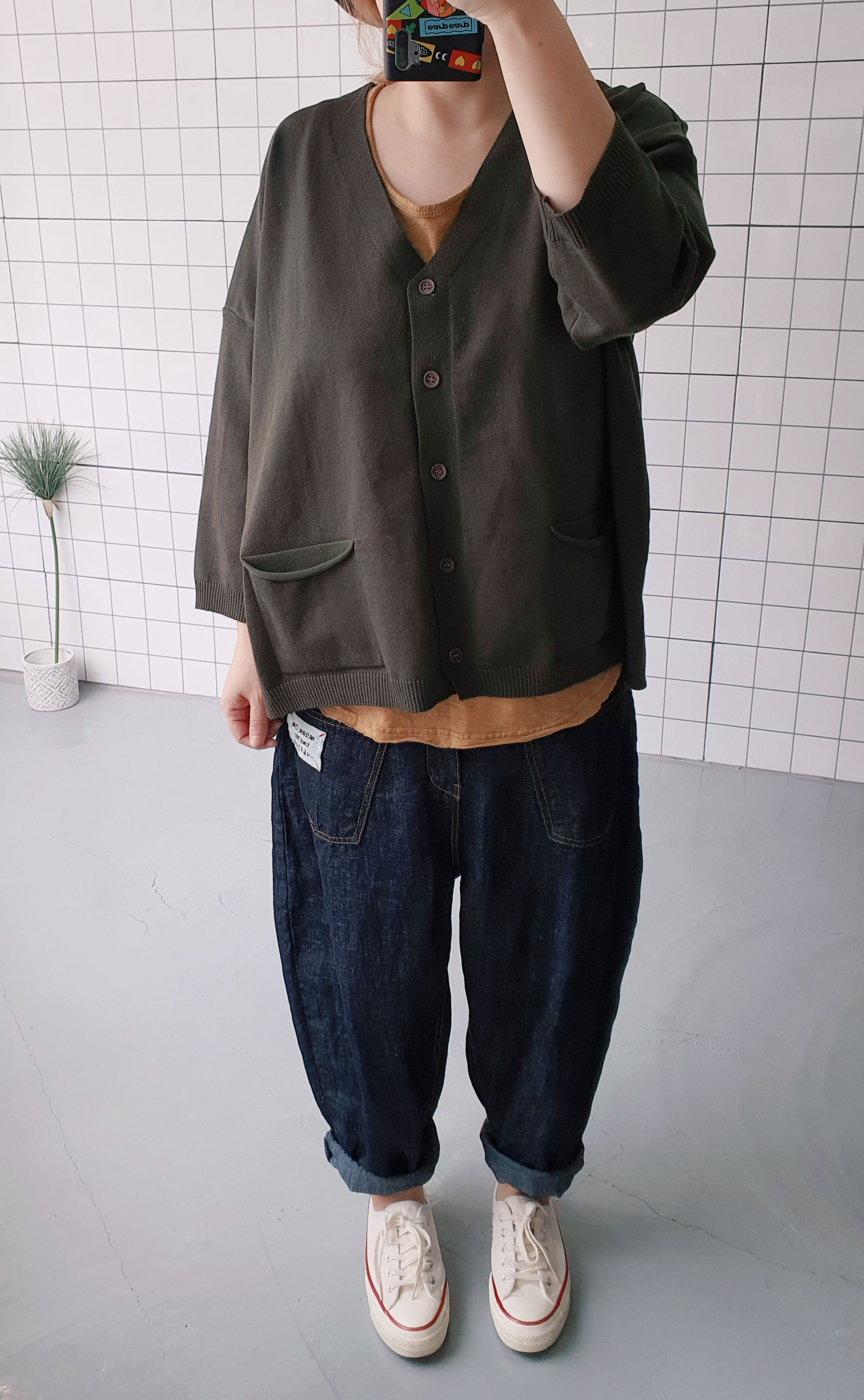 (무배) 베이직한 오버핏 무지 가디건 - 상세 이미지 5