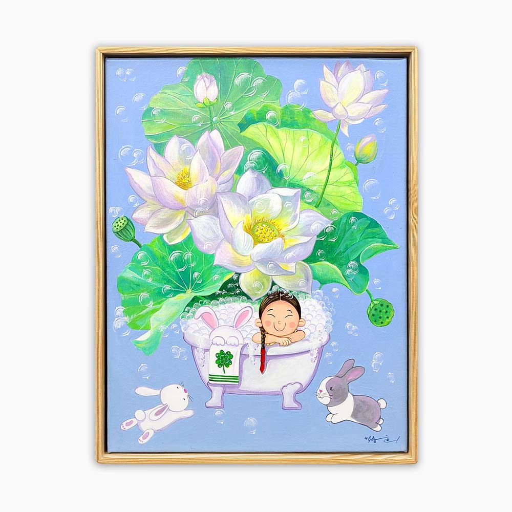 아트앤샵 미술작품 박승희 원작 꽃분이의 힐링꽃(토끼) 현대미술 그림액자 - 상품 이미지