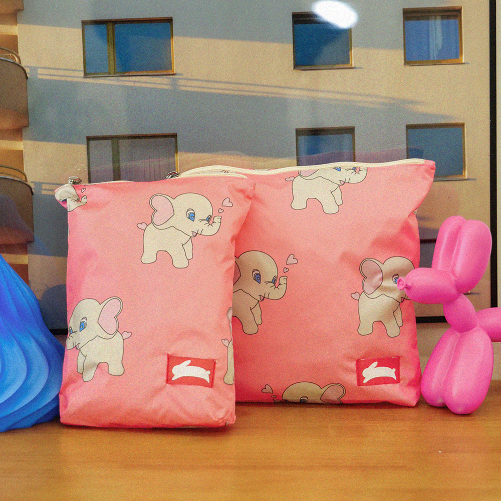 오우아스튜디오 어린이집 방수 파우치 준비물 가방 더비핑크 2종 세트