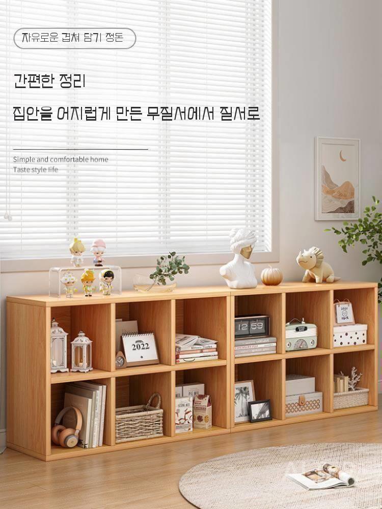 낮은 교구장 2단 수납 장난감 책장 어린이집 교구함 전면 수납장 실버오크120x24cm - 상세 이미지 3