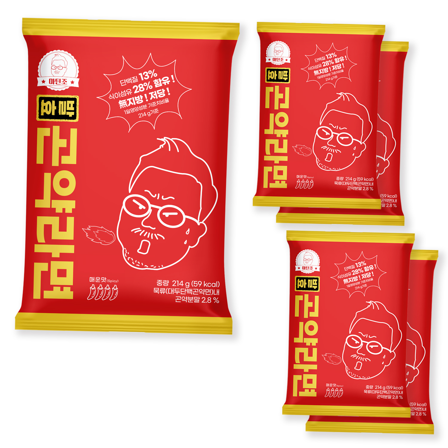 마틴조 59kcal 발효곤약라면 매운맛 214g, 5개 - 상품 이미지